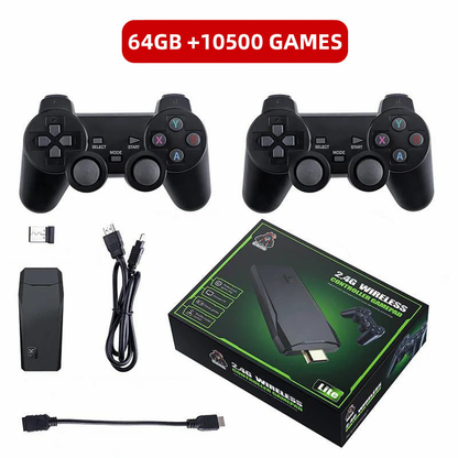 RetroBox 2025 🎮 Hordozható konzol vezeték nélküli kontrollerekkel!